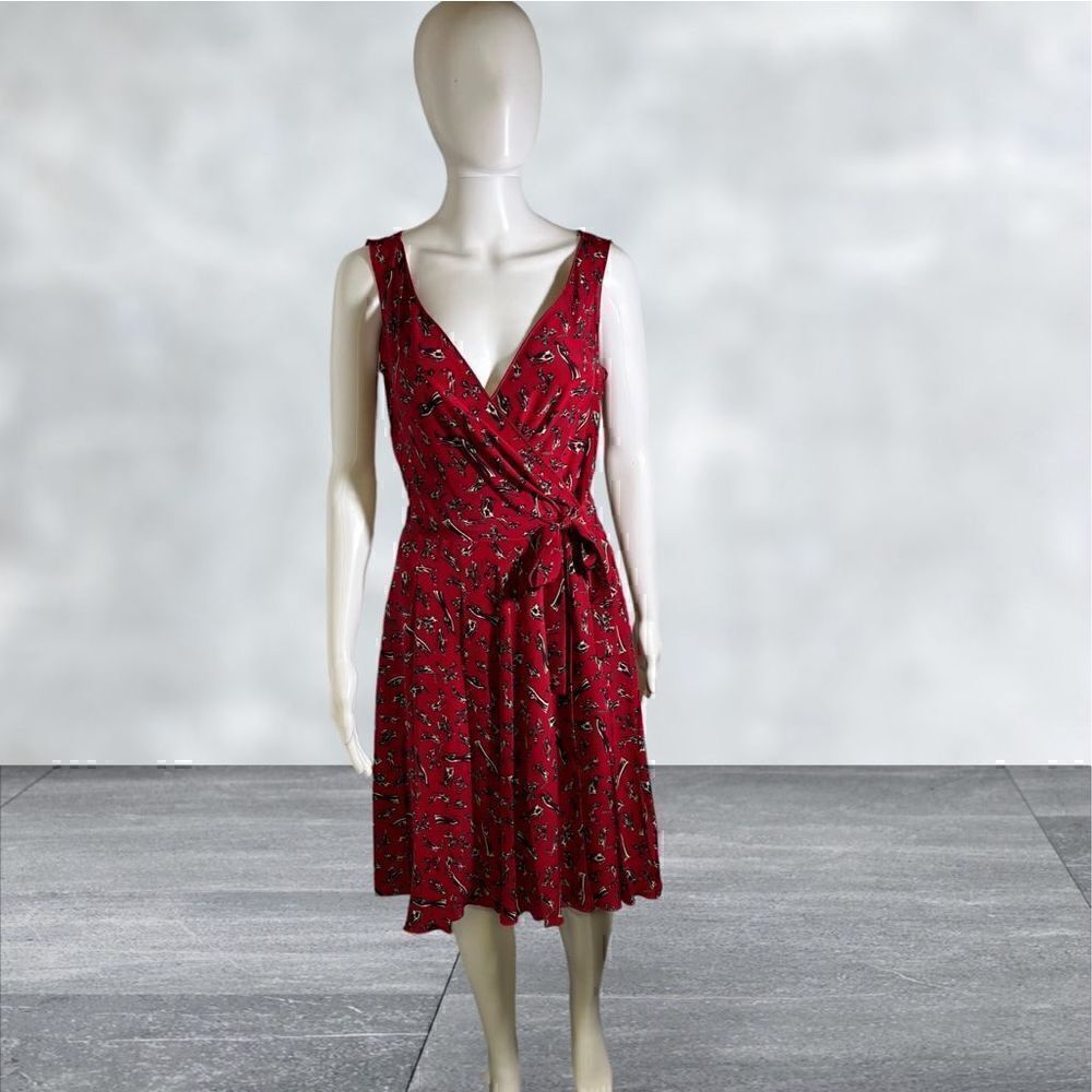 Moschino Red Shoe Print Sleeveless Dress